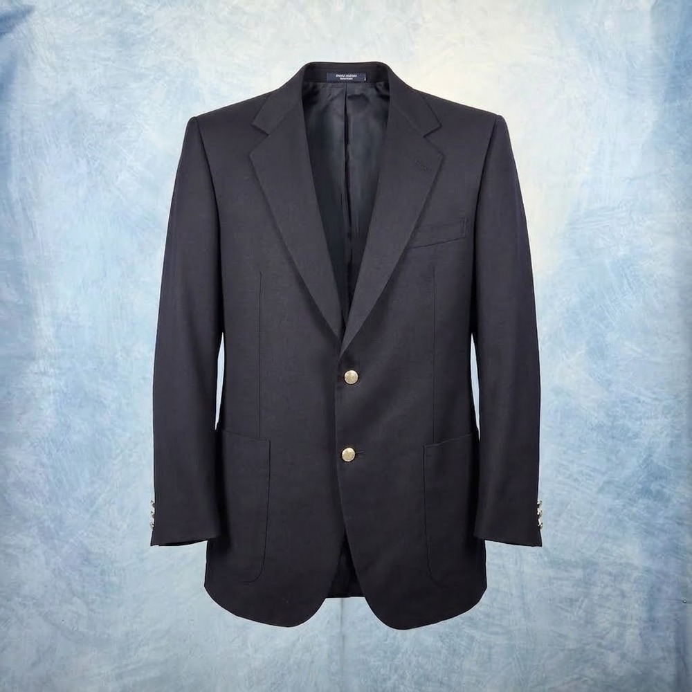Brioni Mens Navy Blue Wool Blazer Jacket Silver Buttons Made in Italy Size 40/50